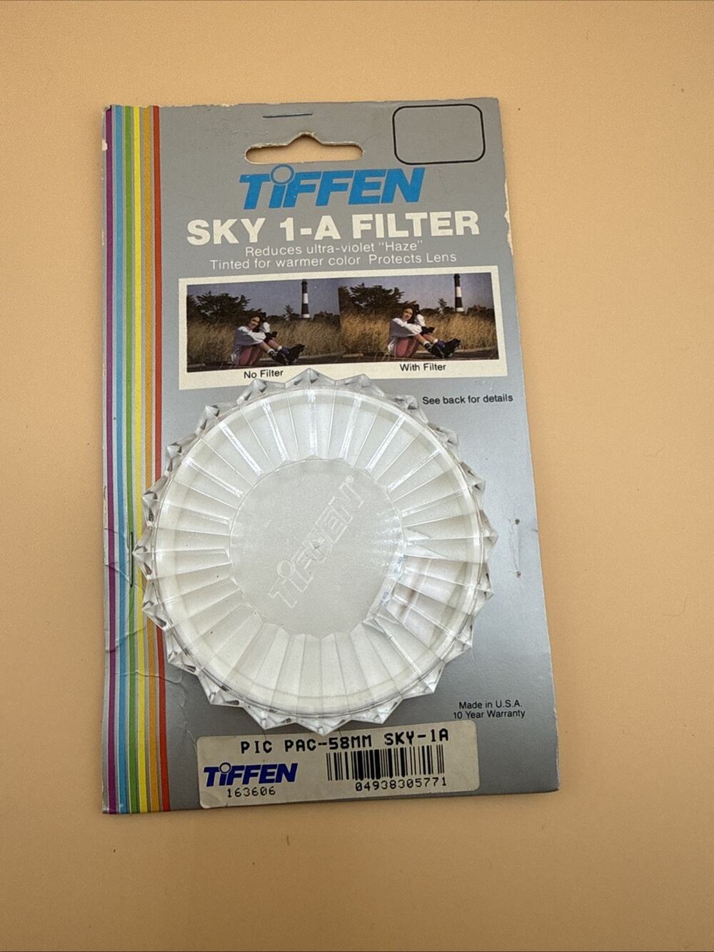 TIFFEN SKY 1-A FILTER Fits 58 mm lenses Reduces UV Haze New old Stock Vintage